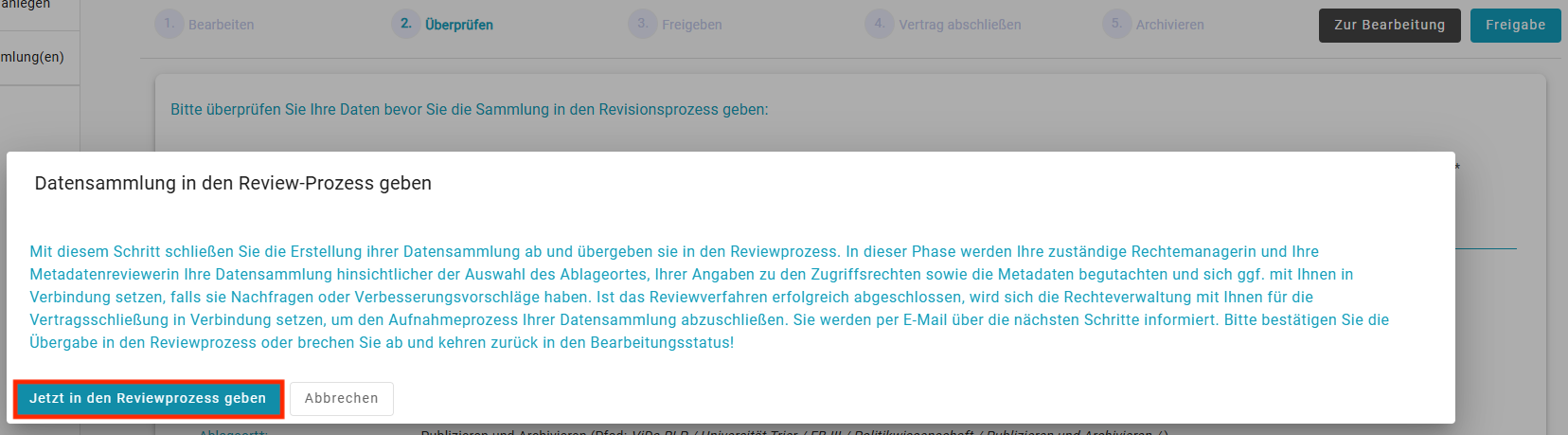 Review-Prozess-Button